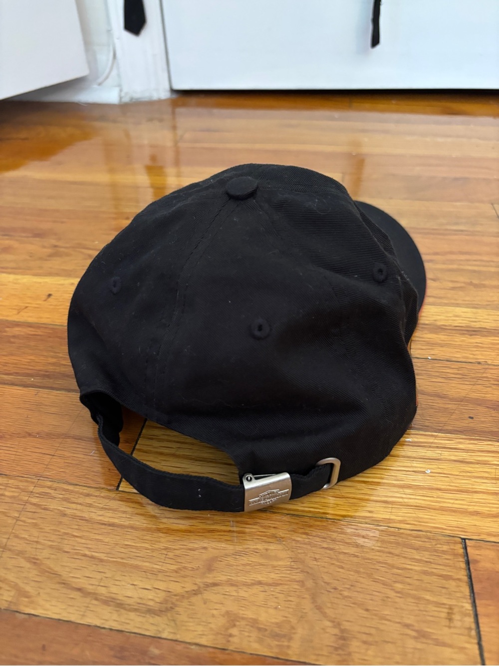 Harley-Davidson Black Baseball Cap with Orange Logo and Tan Accents - Picture 2 of 5